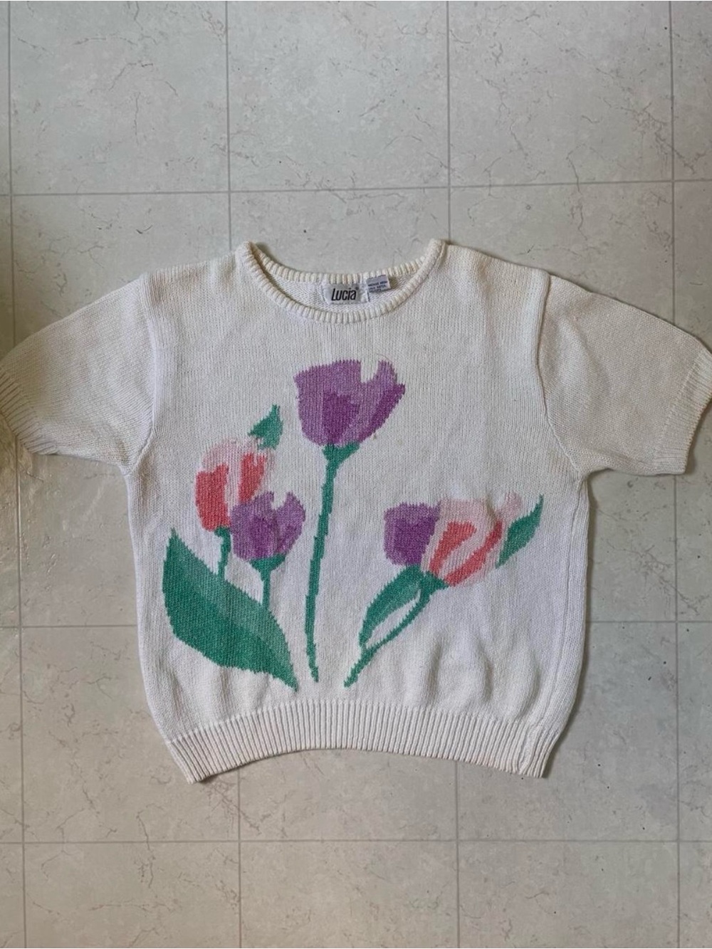 Vintage 90s floral knit sweater